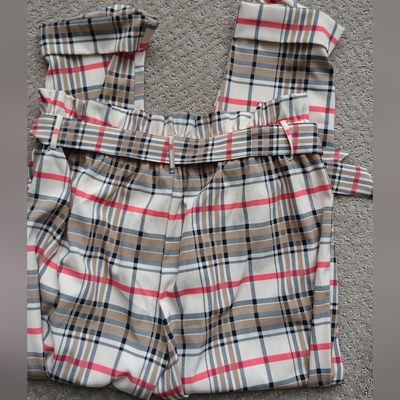 Like An Angel Plaid Hi Waist Belt Preppy Pants - Picture 3 of 6